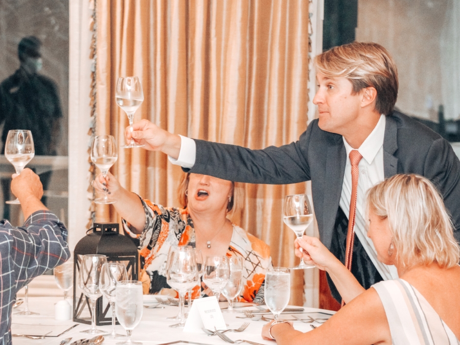 guests attending a wine dinner 