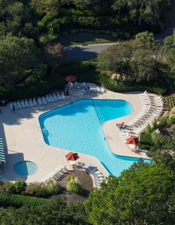 Ariel image of the harbour town pool 