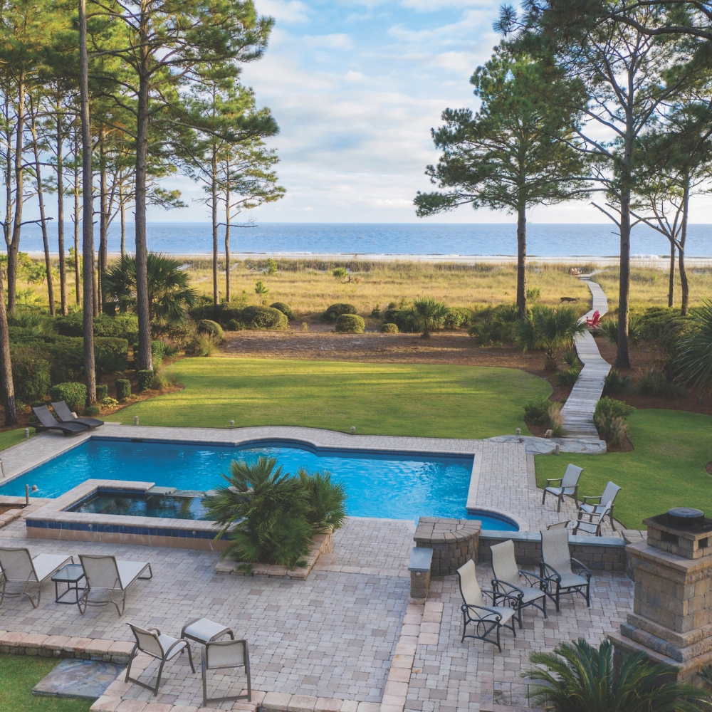 Exterior of a Sea Pines Villa Pool 
