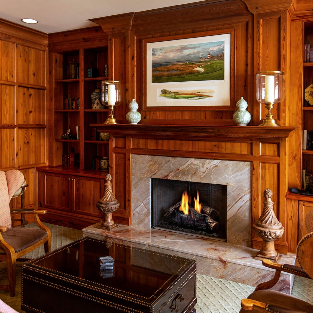 Image of a living room with a fireplace 