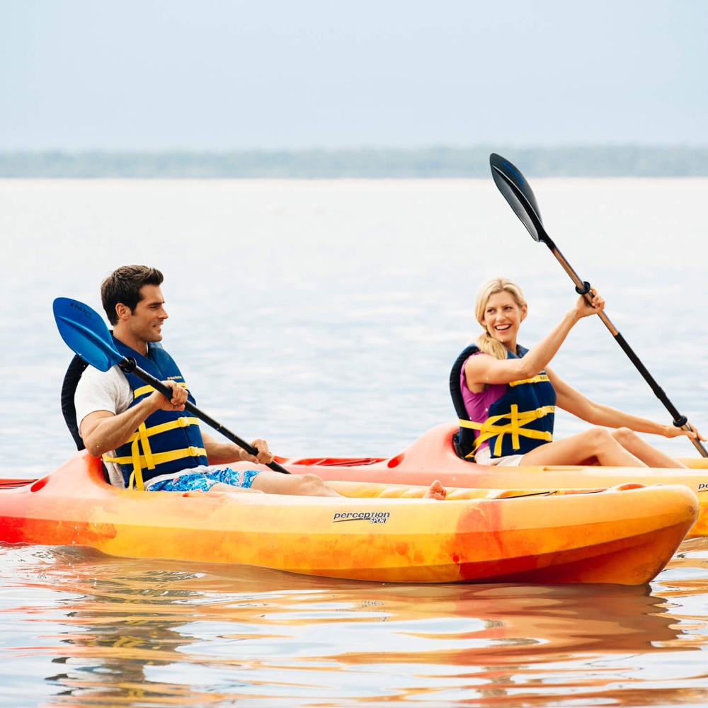 A couple kayaking 